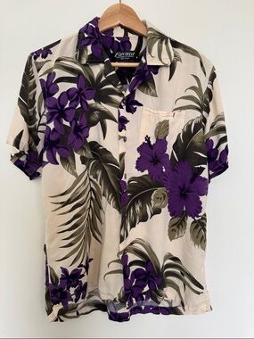 Favante Cream & Purple Tropical Camp Shirt for Men